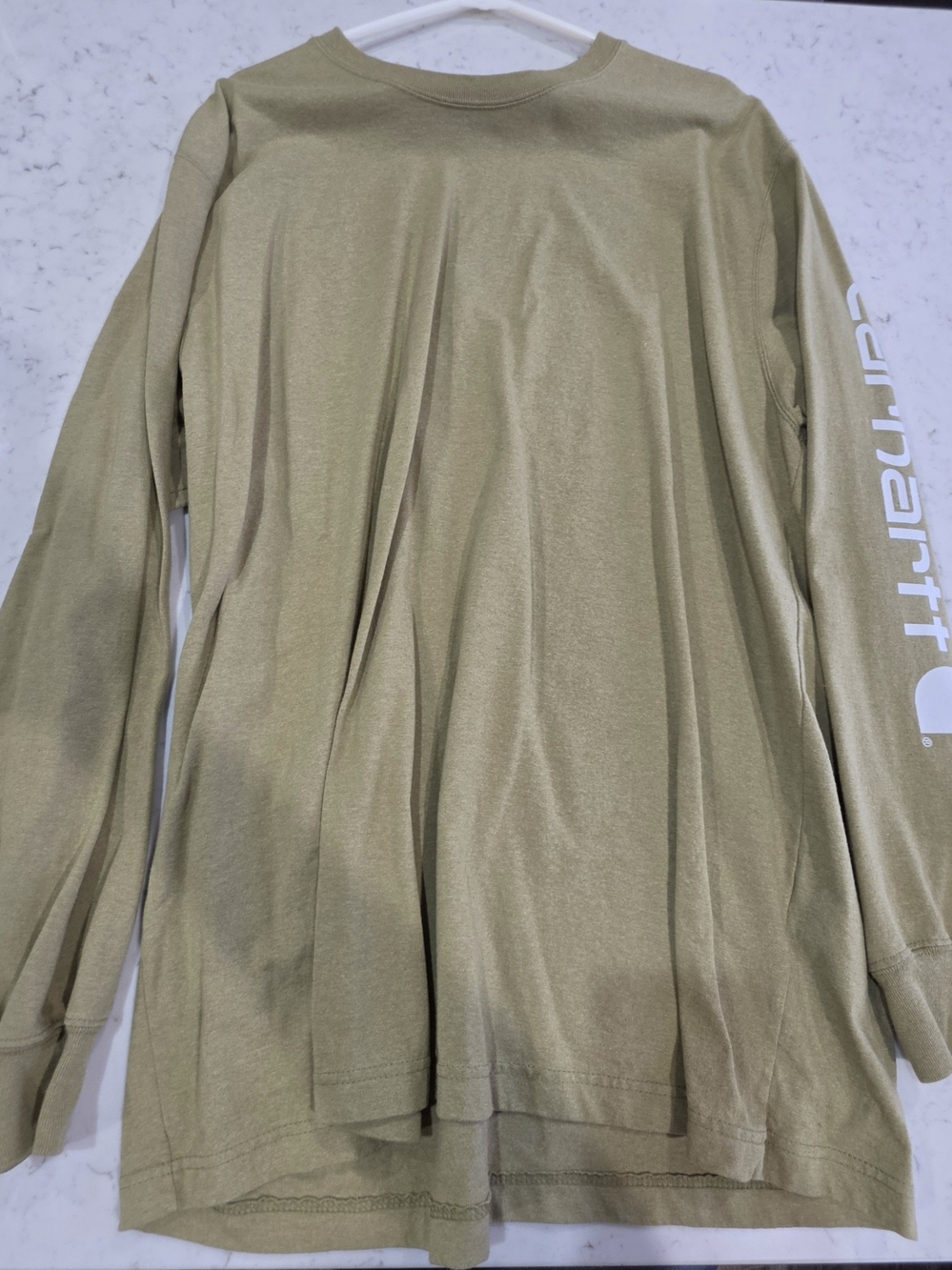 Carhartt Long-Sleeve Logo Tee in Olive Green